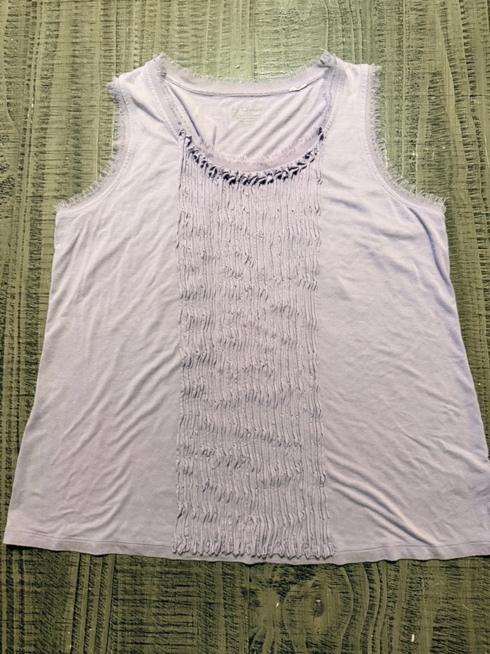 Women's Light Lavender Sleeveless Fringe Front Tank Top by Chicos